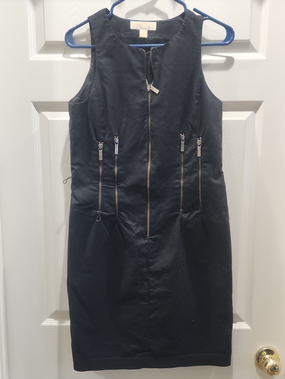 Michael Kors Black Sleeveless Zip-Front Mini Dress